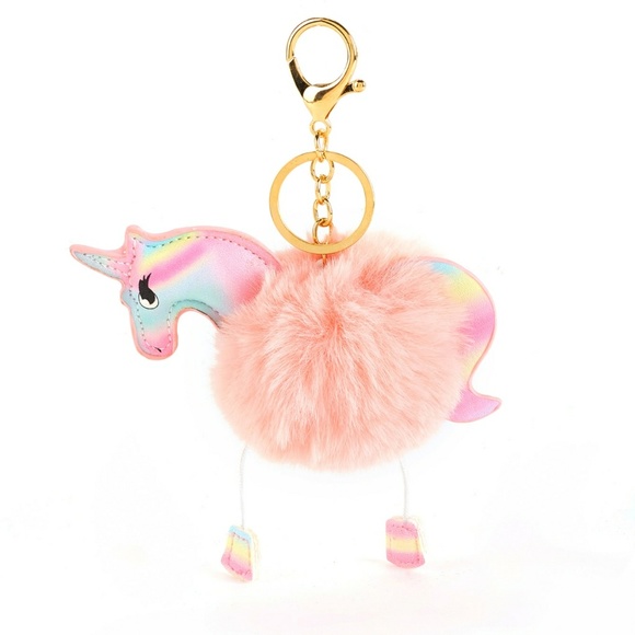 Unicorn PomPom Keychain - Picture 2 of 2